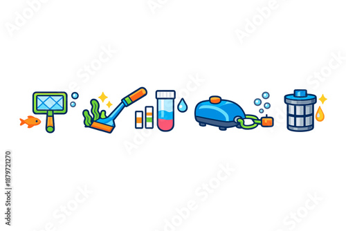 Aquarium Maintenance and Equipment Icons