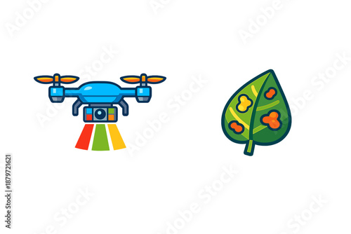 Drone scanning a diseased leaf