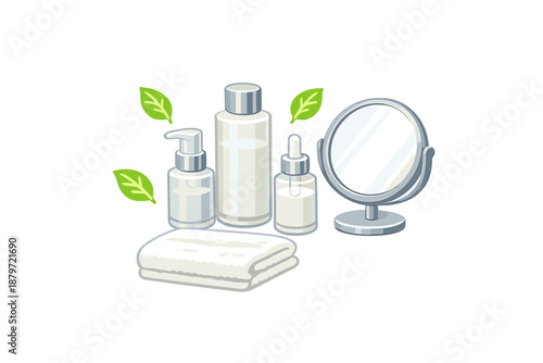 Natural Skincare Products and Mirror