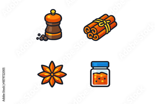 Spice Icons Collection on Gradient Background