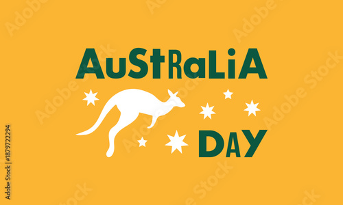Australia Day. National happy holiday, celebrated annual in January 26. Australian patriotic elements. Kangaroo silhouette. Poster, card, banner and background. Vector illustration