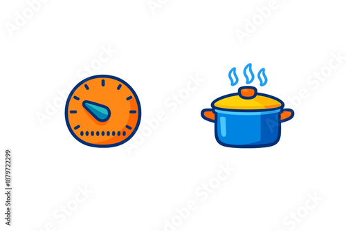 Cooking Pot and Timer Icons
