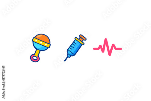 Baby, Syringe, and Heartbeat Icons