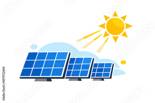 Solar panels illuminated by the sun