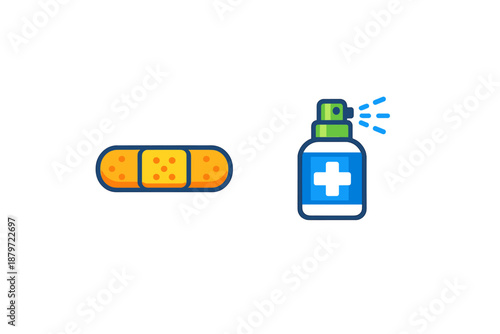 Bandage and Hand Sanitizer Icons