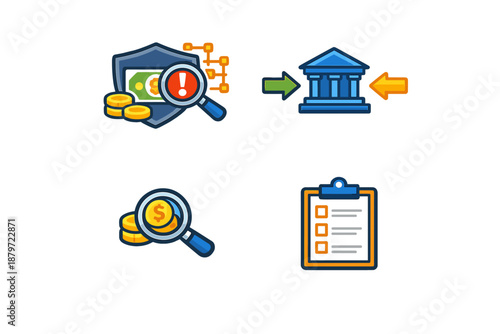 Financial security and banking transaction icons