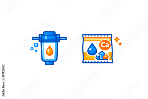 Water filter and calcium supplement icons