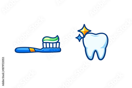Toothbrush and sparkling tooth illustration