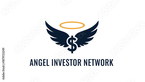 Winged dollar with halo logo for angel investor group