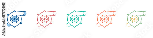 Turbocharger Icon Set Multiple Style Collection 
