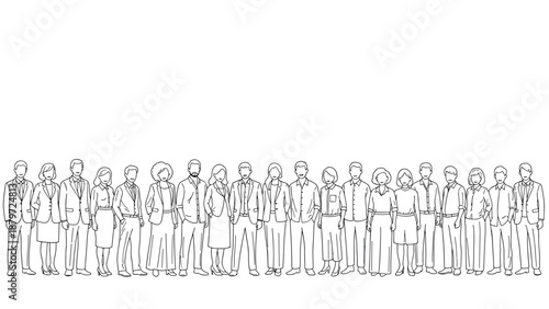 Business professionals in line art - teamwork and diversity concept