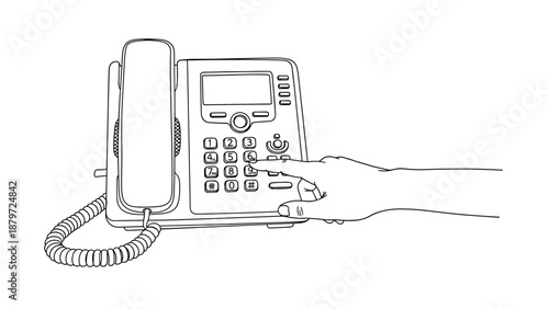 Outline of hand dialing on office telephone