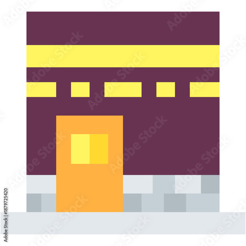 Kaaba Sacred Site and Islamic Prayer Vector Icon