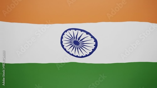 Indian tricolour animation with saffron, white and green colour stripes of flag in smooth animation.