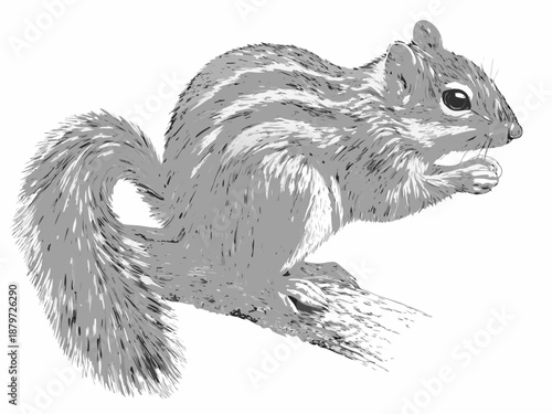 Detailed sketch of a chipmunk holding a nut in its paws