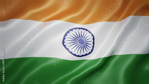 Indian tricolour animation with saffron, white and green colour stripes of flag in smooth animation.