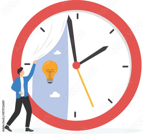 Businessman Revealing Innovation Idea Behind Time