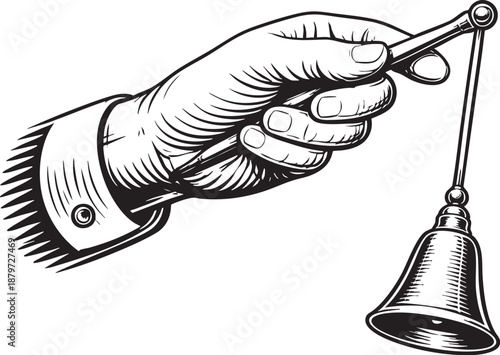 Hand holding bell ringing alert announcement notification concept