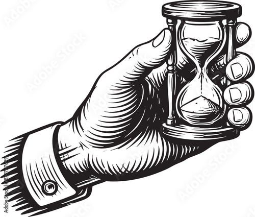 Hand holding hourglass isolated illustration showing passing time patience concept