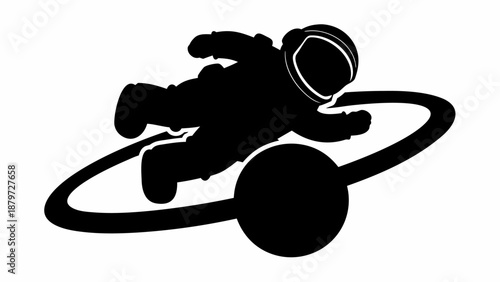 Astronaut floating in space with planet ring