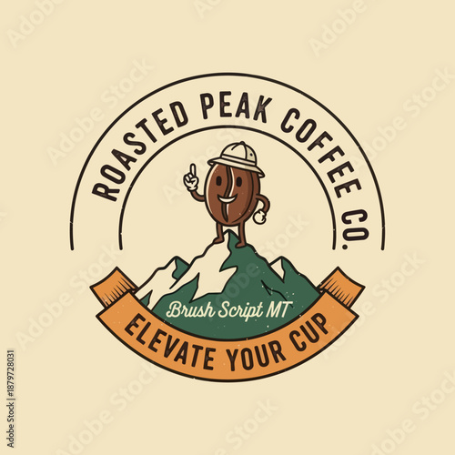 Cartoon Coffee Bean Character Logo Design.
