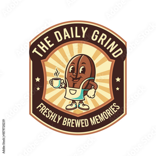 Cartoon Coffee Bean Character Holding Coffee.