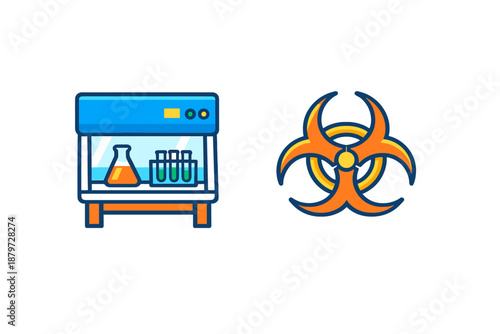 Lab equipment and biohazard symbol
