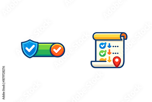 Checklist progress bar and task list icons