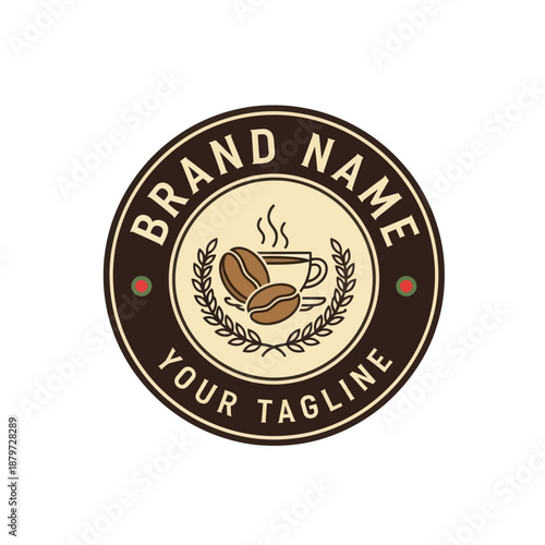 Coffee Logo Design with Coffee Beans.