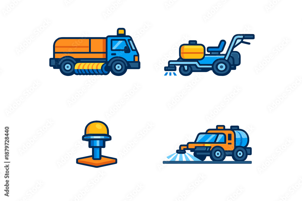 Naklejka premium Set of sanitation vehicle icons