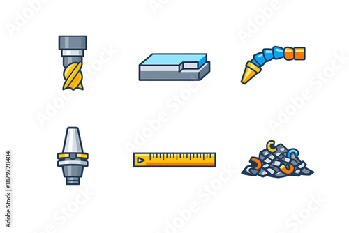 Set of industrial icons on a black background