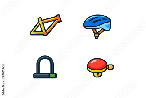 Set of Bicycle Accessories Icons