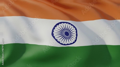 Indian tricolour animation with saffron, white and green colour stripes of flag in smooth animation.