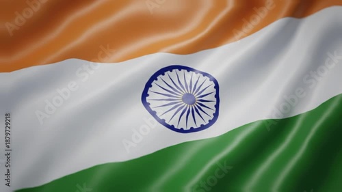 Flowing Indian flag tricolour animation with saffron, white and green in smooth animation.