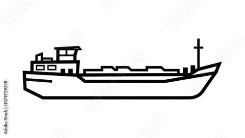 Cargo Ship Tanker Line Art Icon