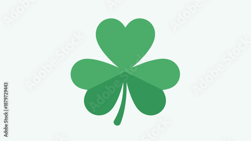 Green Four Leaf Clover Isolated on White.