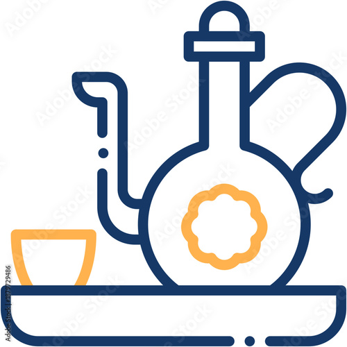 Traditional Tea Pot and Hot Drink Culture Vector Icon