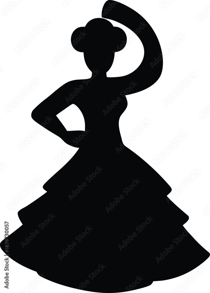 Fototapeta premium spanish flamenco dancer silhouette vector illustration on transparent background