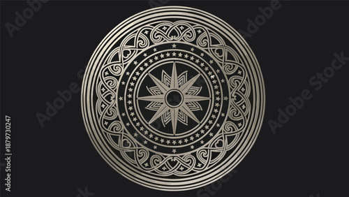 Intricately Designed Silver Metallic Circular Ornament.