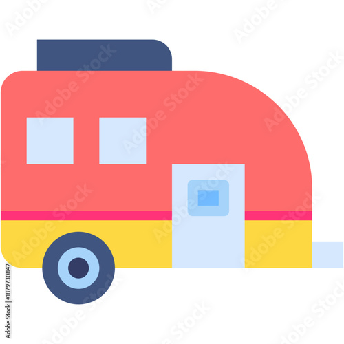 Travel Caravan and Camping Vehicle Vector Icon
