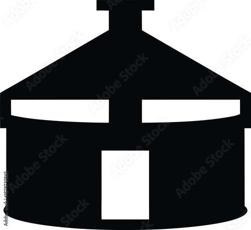 mongolian ger yurt silhouette vector illustration on transparent background