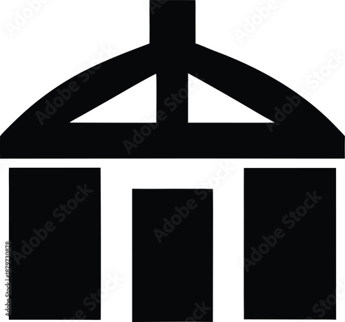 mongolian ger yurt silhouette vector illustration on transparent background