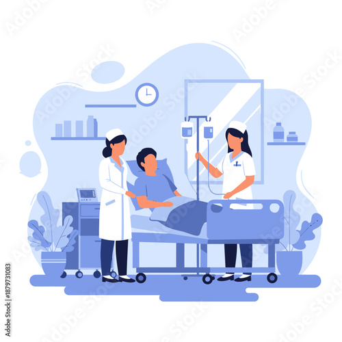 Medical Professionals Attending to Hospital Patient.