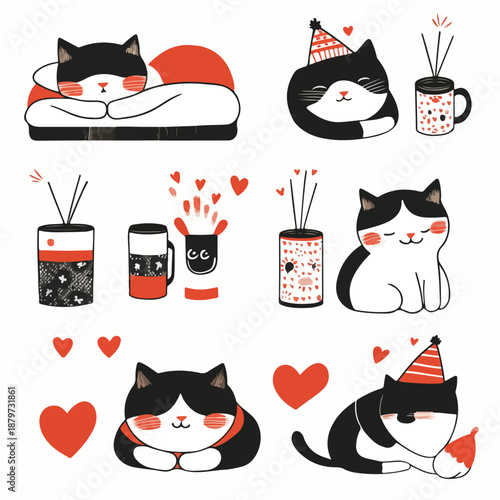 Adorable Cat Illustrations for Cozy Home Decor