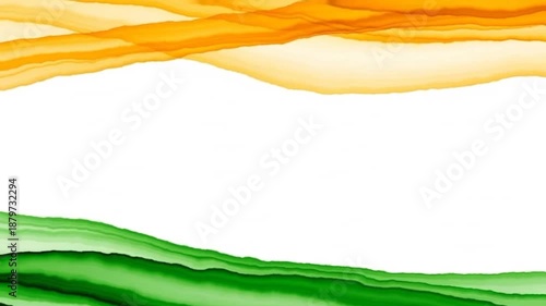 Flowing Indian tricolour animation with saffron, white and green waves blending smoothly.