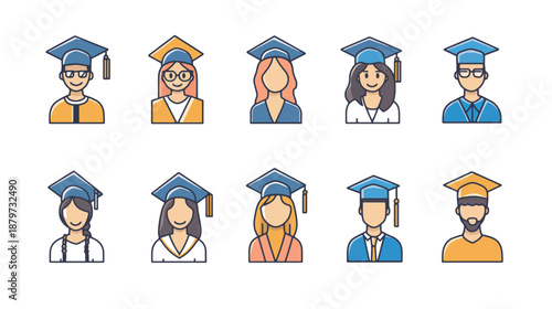 Diverse Graduates Celebrating Academic Achievements in Caps and Gowns