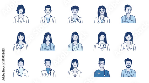 Diverse Medical Professionals Illustrations for Healthcare Use