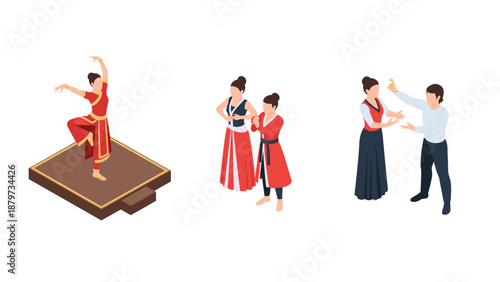 Isometric dance and martial arts: diverse cultural movements in modern clothing