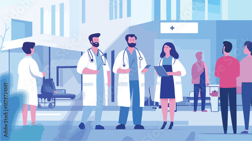 Healthcare Professionals Collaborating Outside Hospital