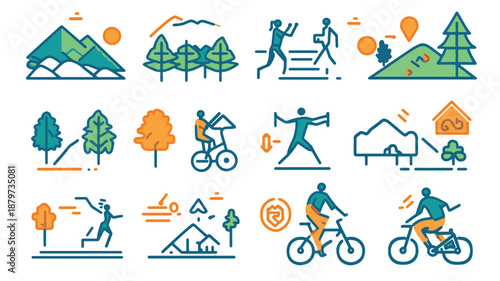 Vibrant Outdoor Activities and Nature Illustrations